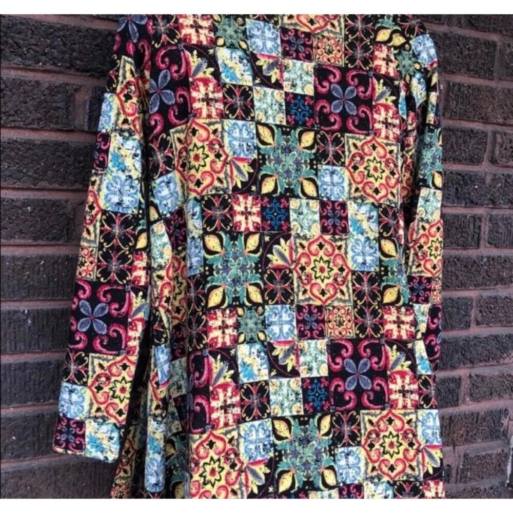 LuLaRoe Sarah Multicolor Stained Glass Moroccan Mosaic Duster Open Cardigan XS - Picture 7 of 9